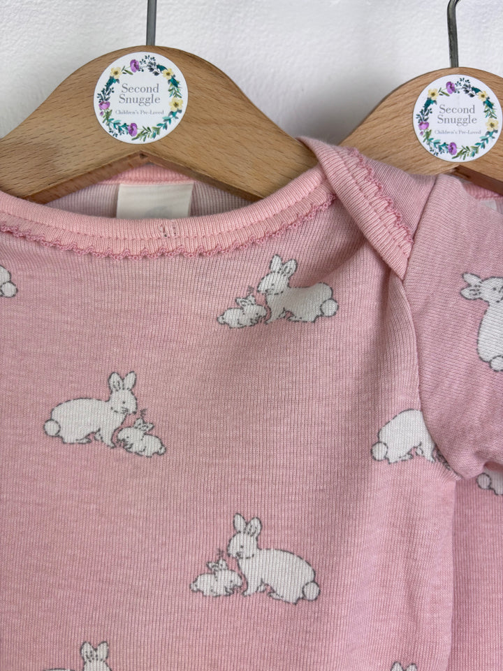 Baby Boden Long Sleeve Bodysuit Set Pink Blue And Bunny Print 0-3 Months-Vests-Second Snuggle Preloved