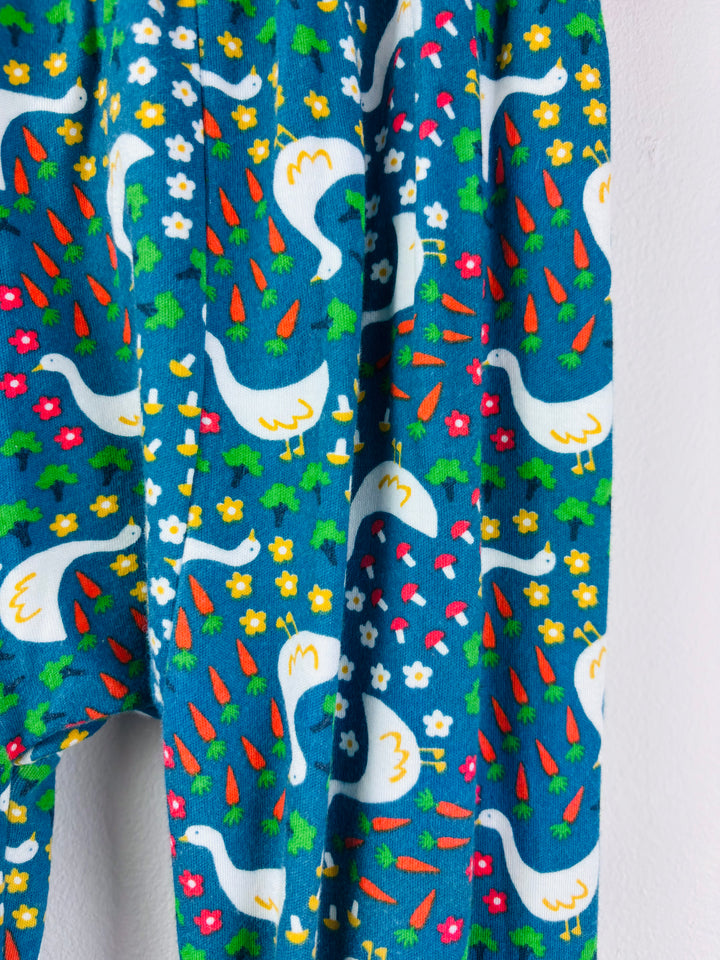 Frugi Teal Swan Print Harems Pink Cuffs 4-5 Years