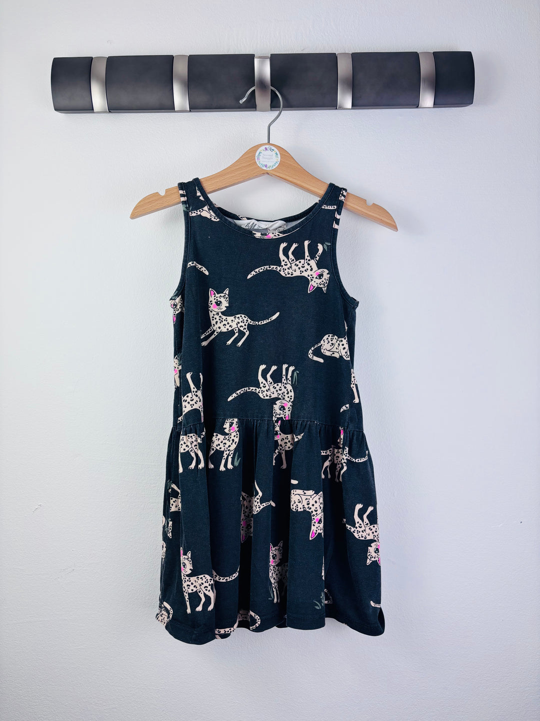 H&M Navy Leopard Print Sleeveless Dress 2-3 Years