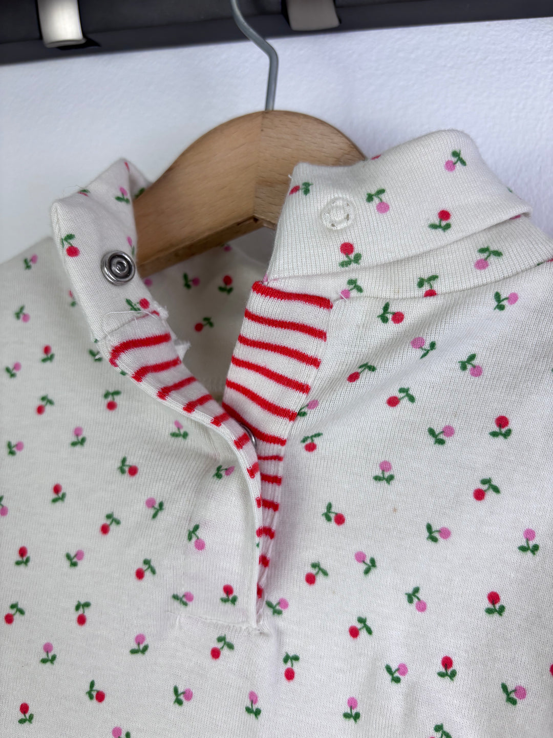 Baby Boden Long Sleeve Bodysuit Set Pink Stripe And Cherry Print 2-3 Years-Vests-Second Snuggle Preloved