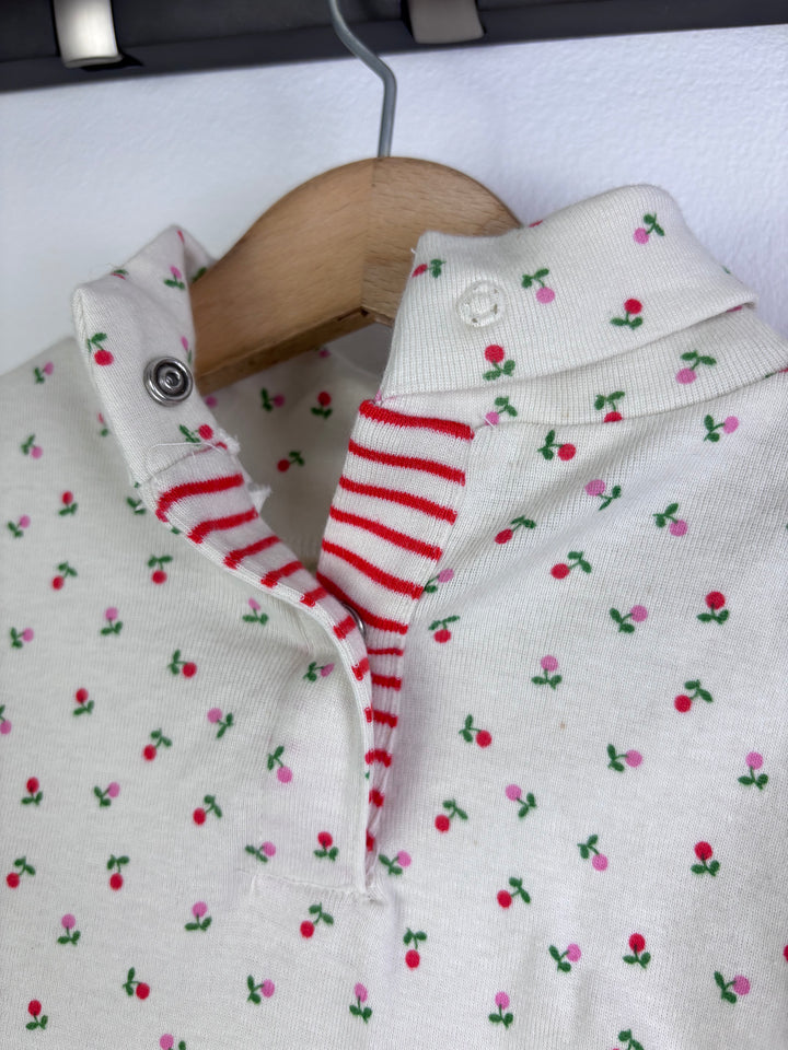 Baby Boden Long Sleeve Bodysuit Set Pink Stripe And Cherry Print 2-3 Years-Vests-Second Snuggle Preloved