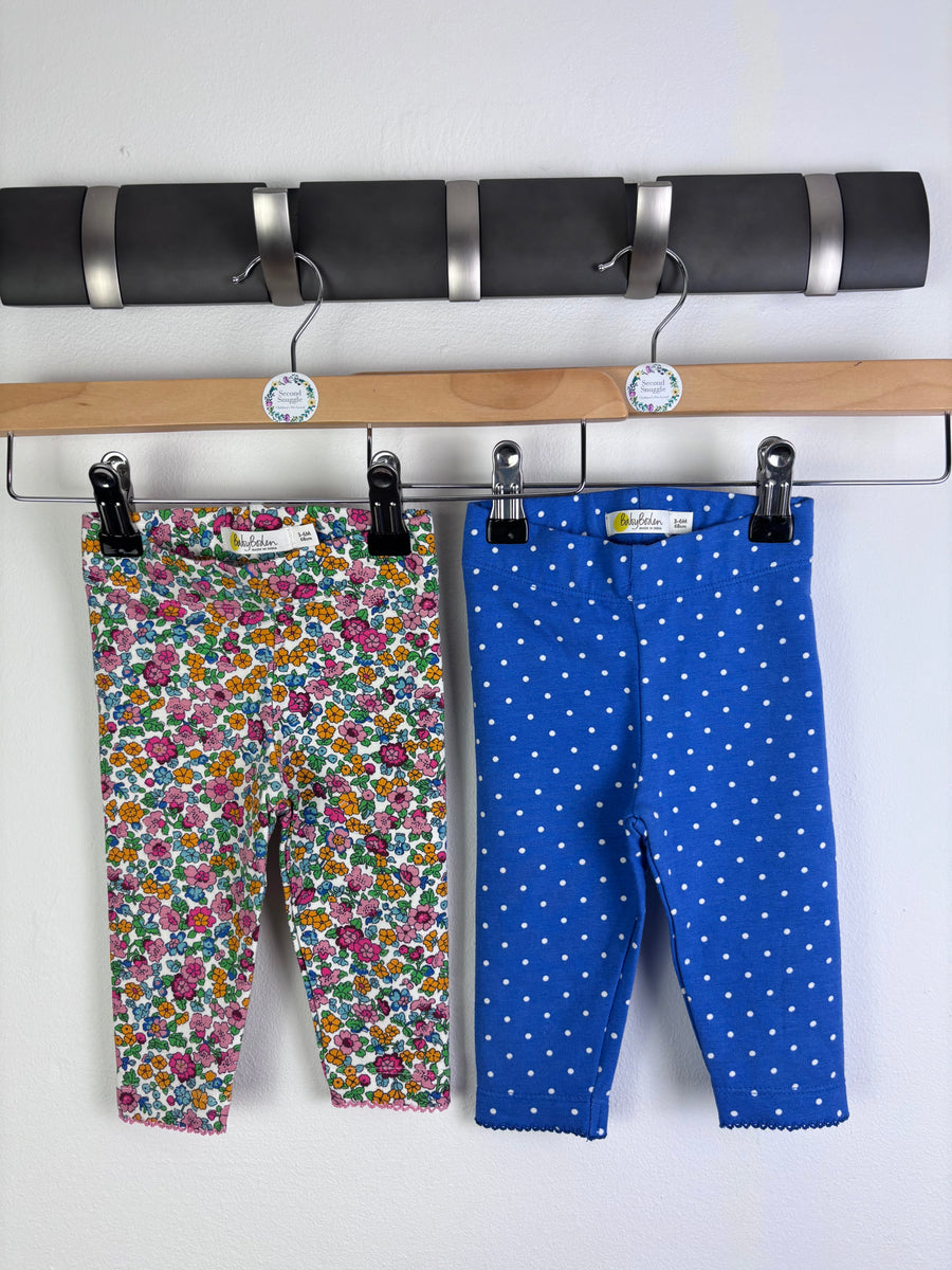 Baby Boden Floral And Blue Polka Dot Leggings Set 3-6 Months-Leggings-Second Snuggle Preloved