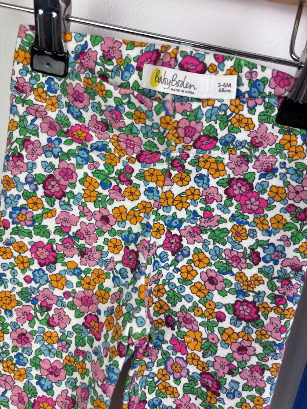 Baby Boden Floral And Blue Polka Dot Leggings Set 3-6 Months-Leggings-Second Snuggle Preloved