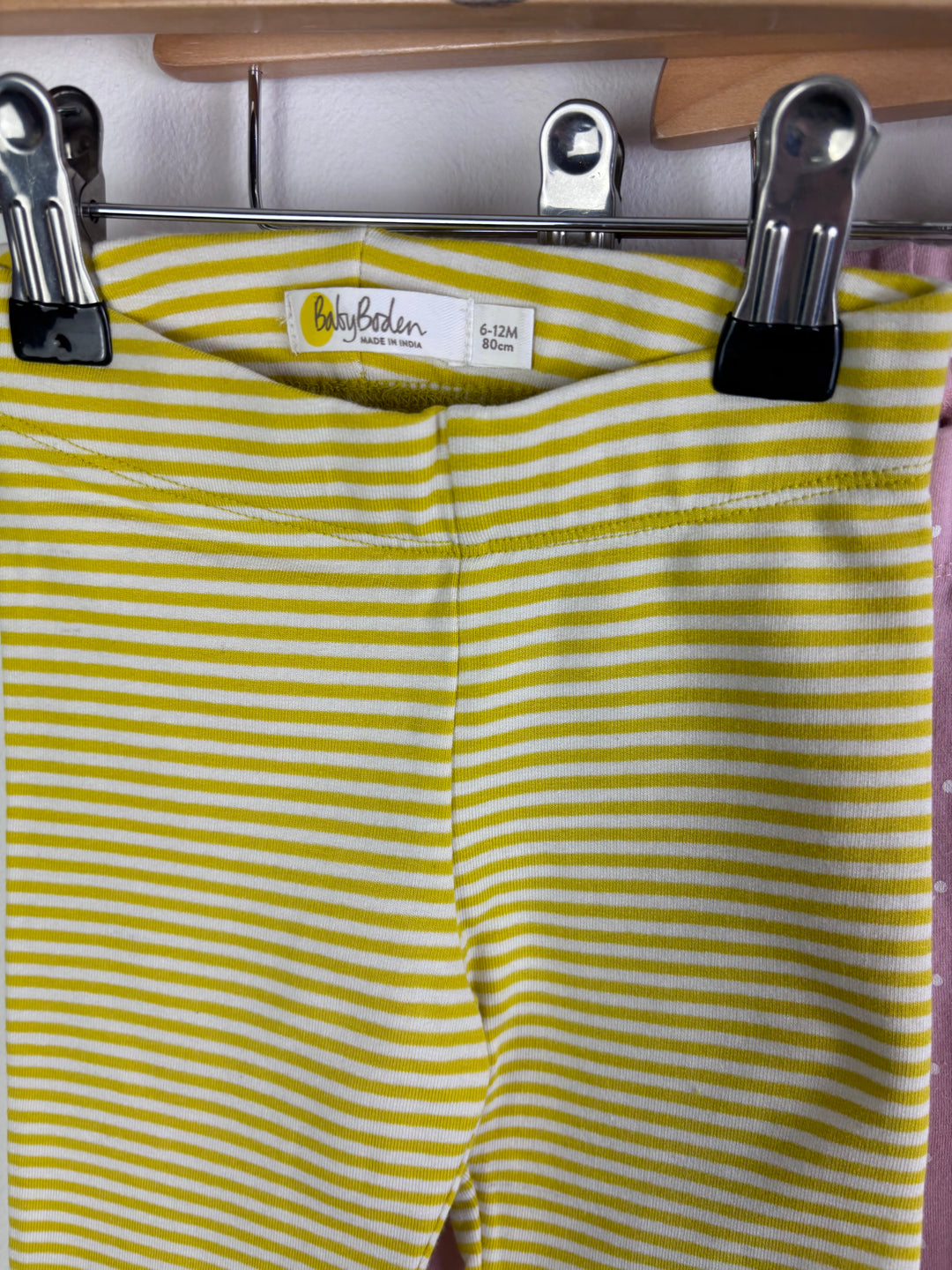 Baby Boden Yellow Stripe Pink Polka Dot And Green Floral Leggings Set 6-12 Months-Leggings-Second Snuggle Preloved