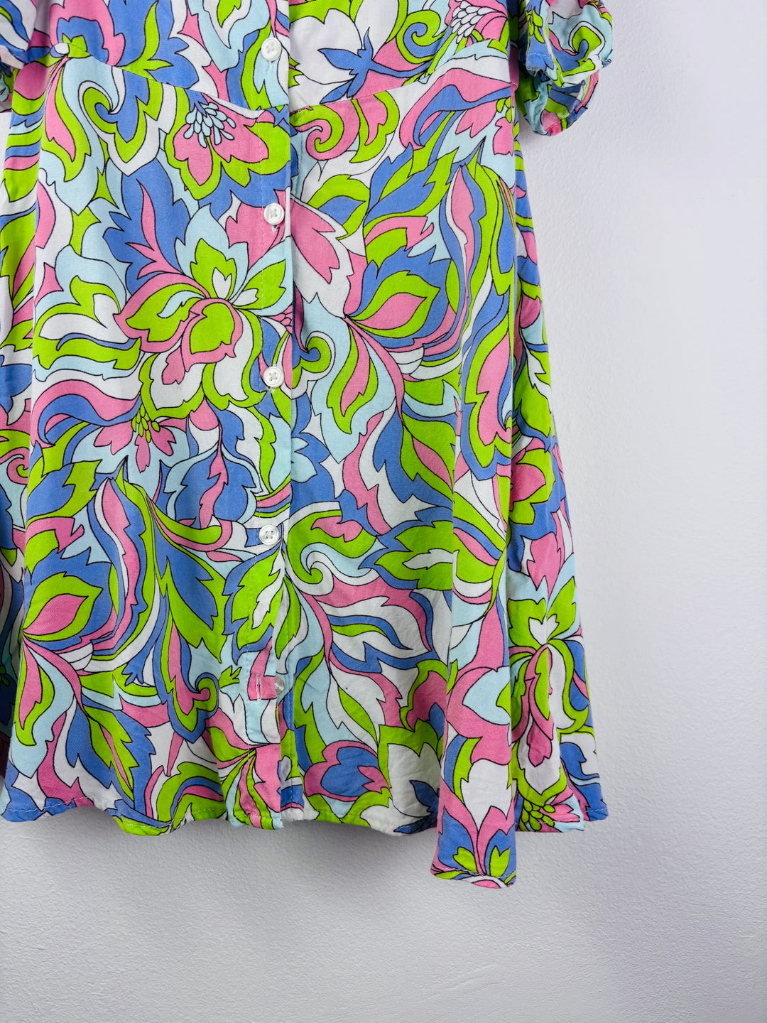 Next Pink Green Floral Button Dress 5 Years