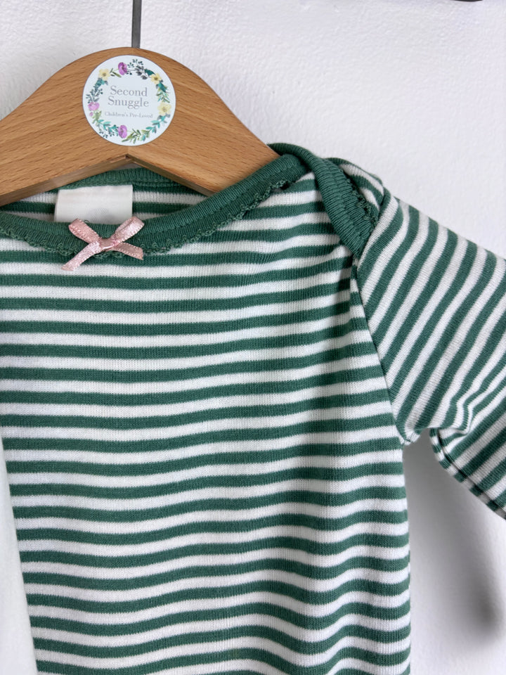 Baby Boden White Bodysuit With Floral Collar And Green Stripe Bodysuit Set 3-6 Months-Vests-Second Snuggle Preloved