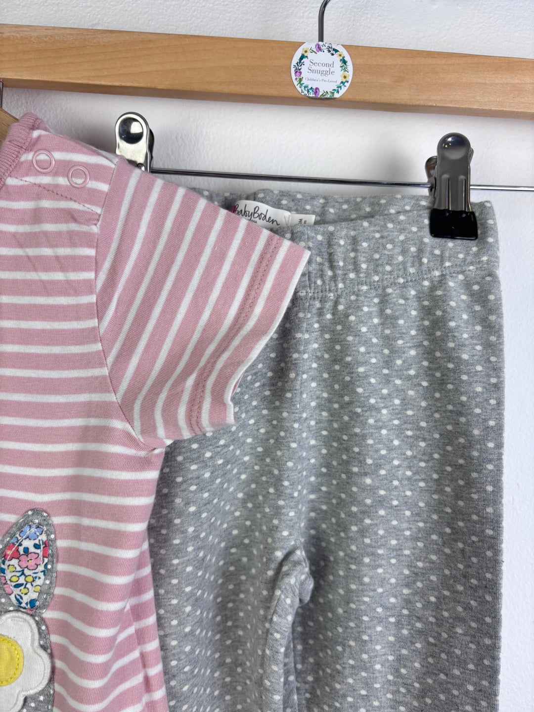 Baby Boden Pink Stripe Cat Applique Top & Leggings Set 12-18 Months-Sets-Second Snuggle Preloved