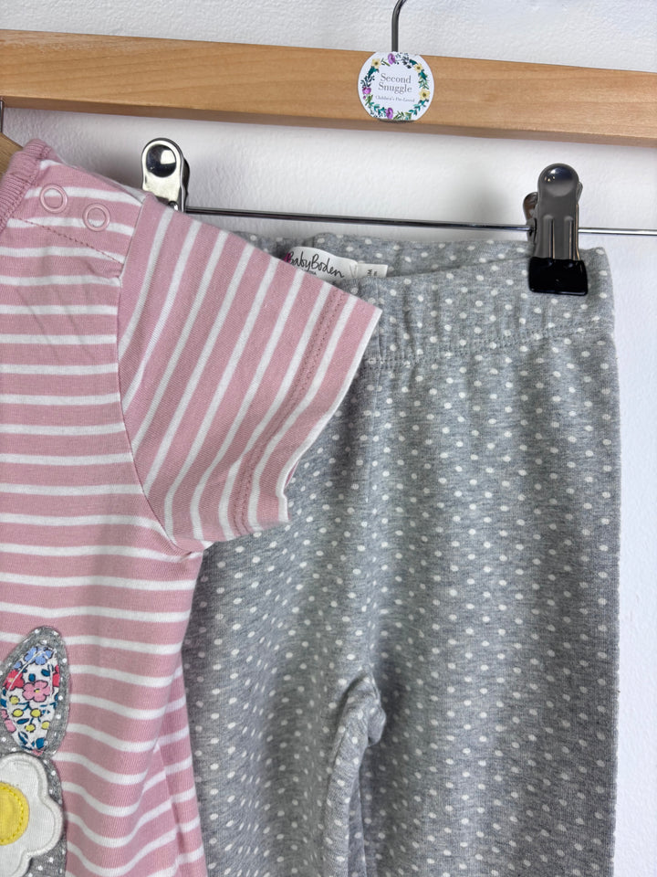 Baby Boden Pink Stripe Cat Applique Top & Leggings Set 12-18 Months-Sets-Second Snuggle Preloved
