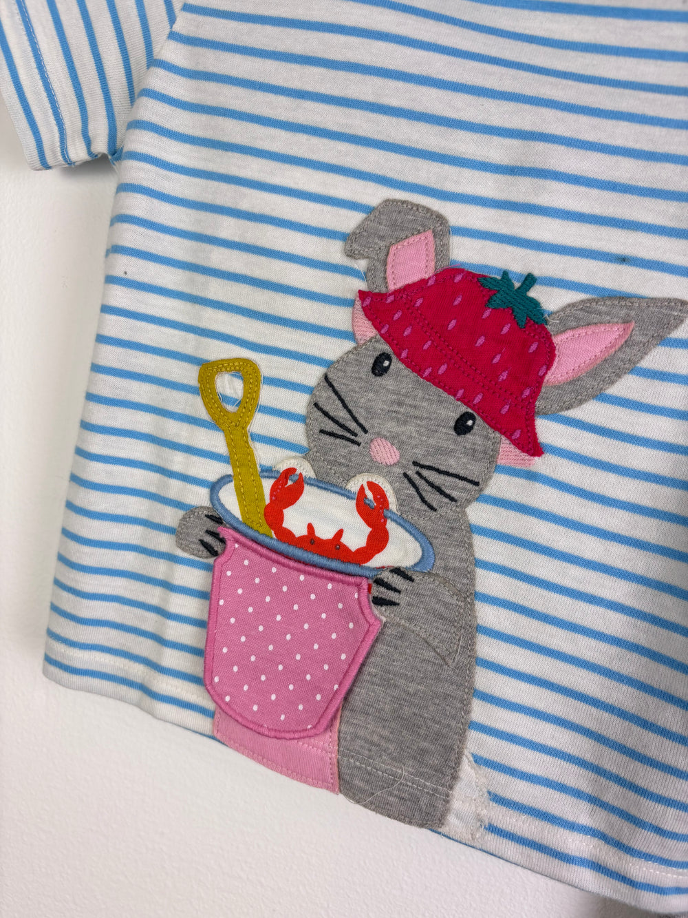 Baby Boden Blue Stripe Mouse Applique Top And Grey Leggings Set 12-18 Months-Sets-Second Snuggle Preloved