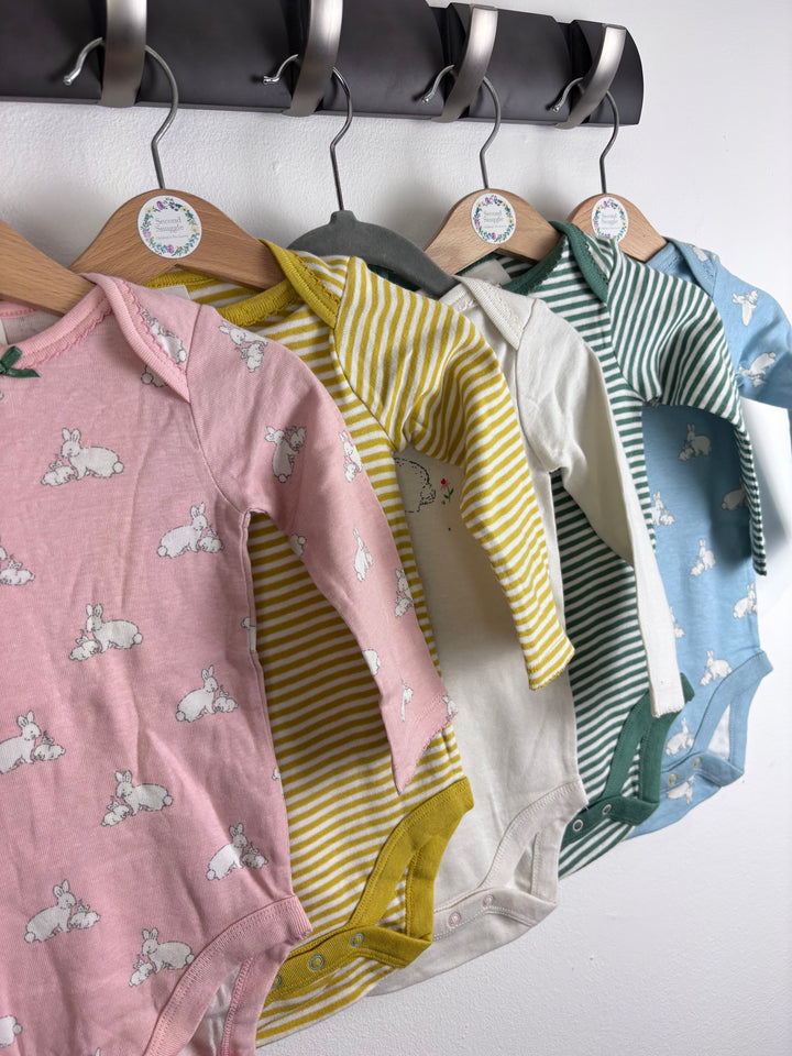 Baby Boden Bunny Stripe And Plain Bodysuit Set Of 5 6-12 Months-Vests-Second Snuggle Preloved