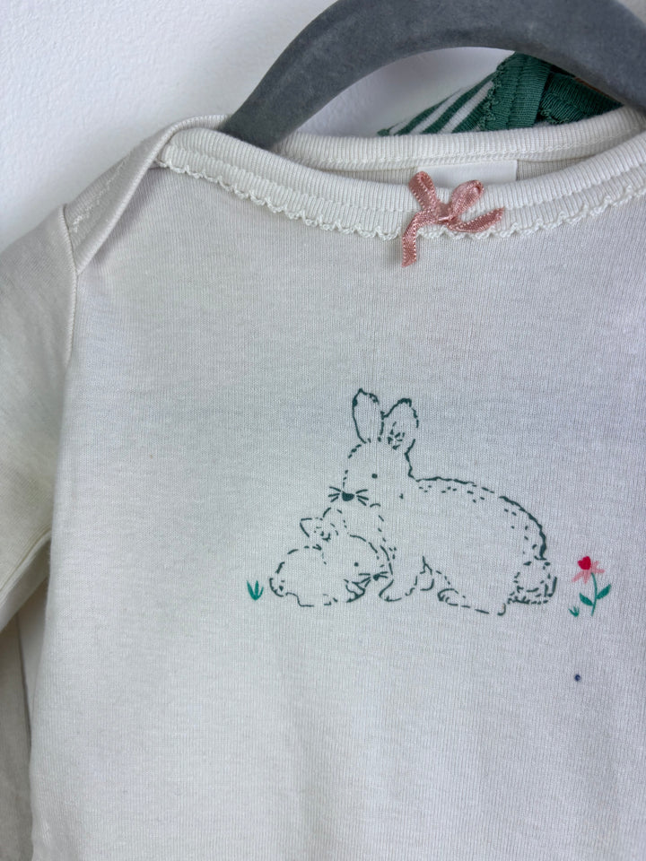 Baby Boden Bunny Stripe And Plain Bodysuit Set Of 5 6-12 Months-Vests-Second Snuggle Preloved