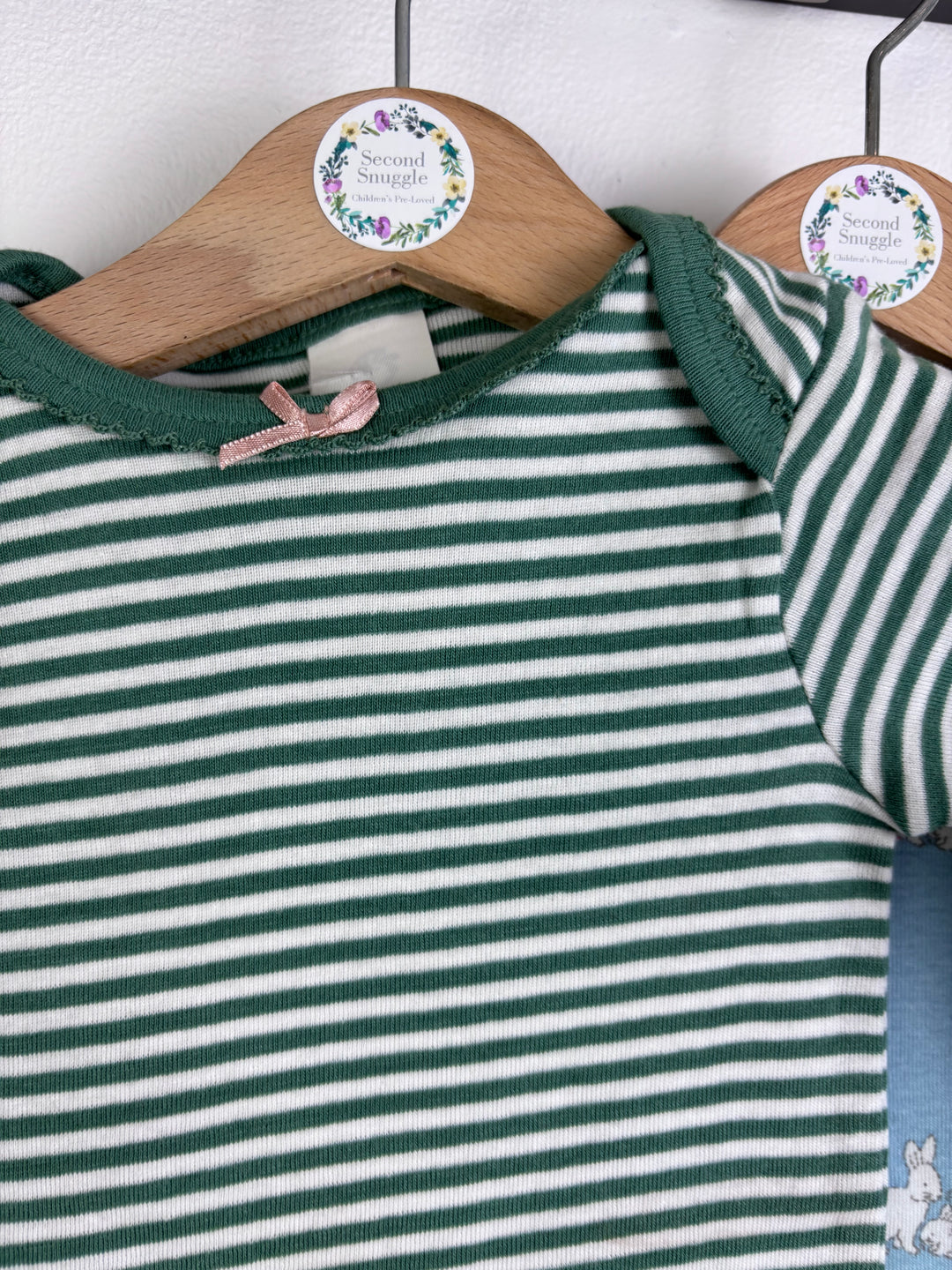 Baby Boden Bunny Stripe And Plain Bodysuit Set Of 5 6-12 Months-Vests-Second Snuggle Preloved