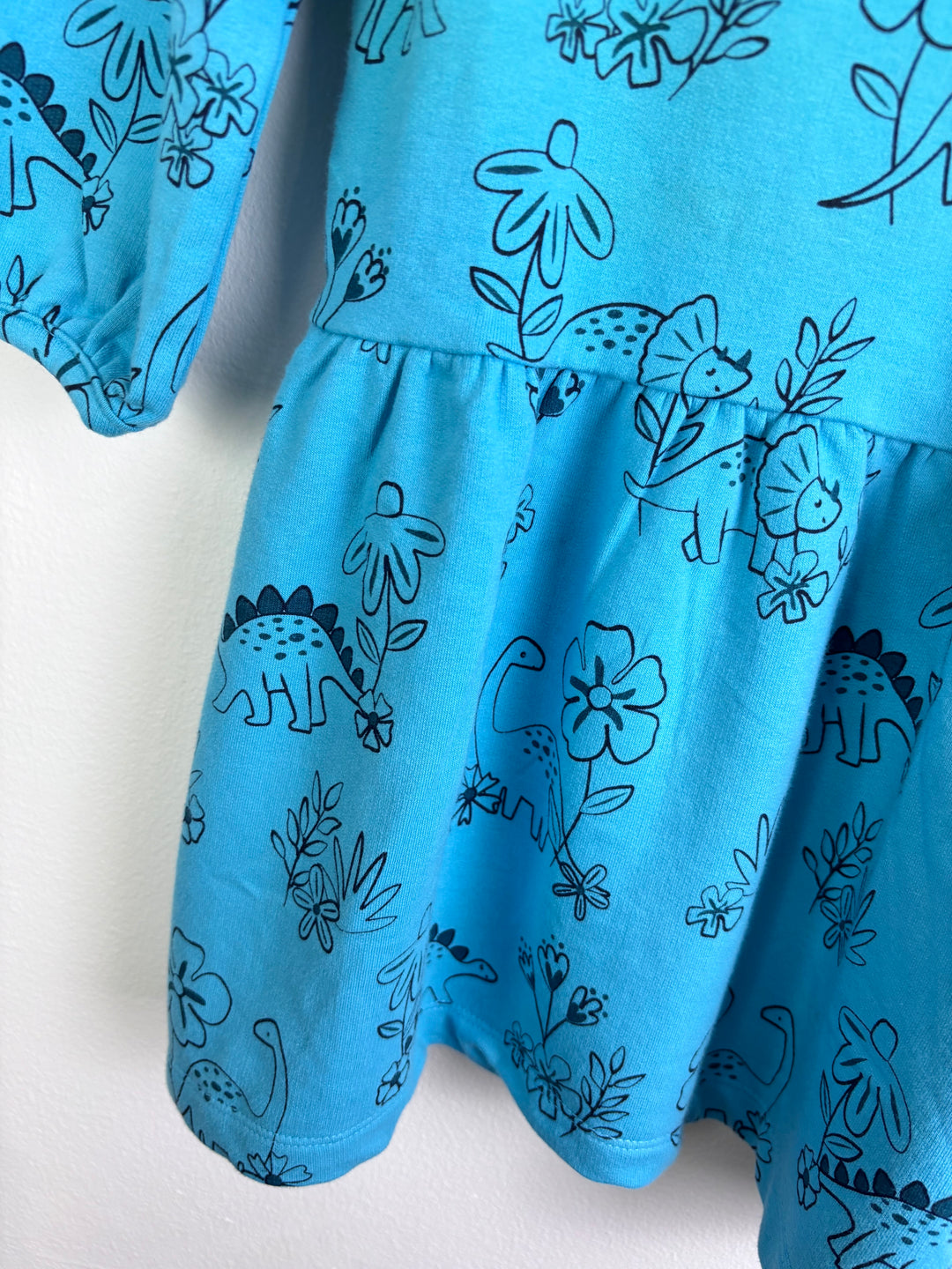 JoJo Maman Bebe Blue Dinosaur Print Dress Various Sizes-Dresses-Second Snuggle Preloved