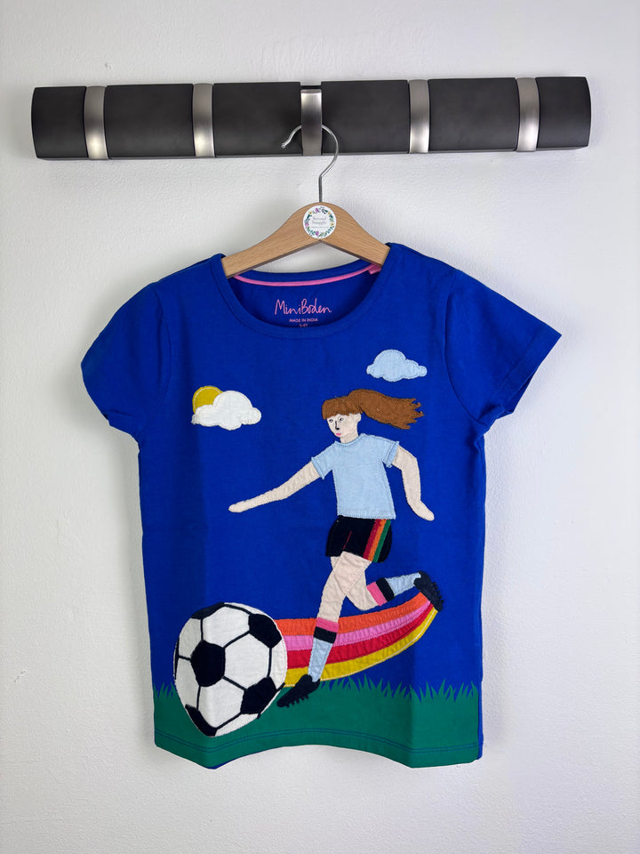Boden Football Applique T Shirt Blue 5-6 Years-Tops-Second Snuggle Preloved