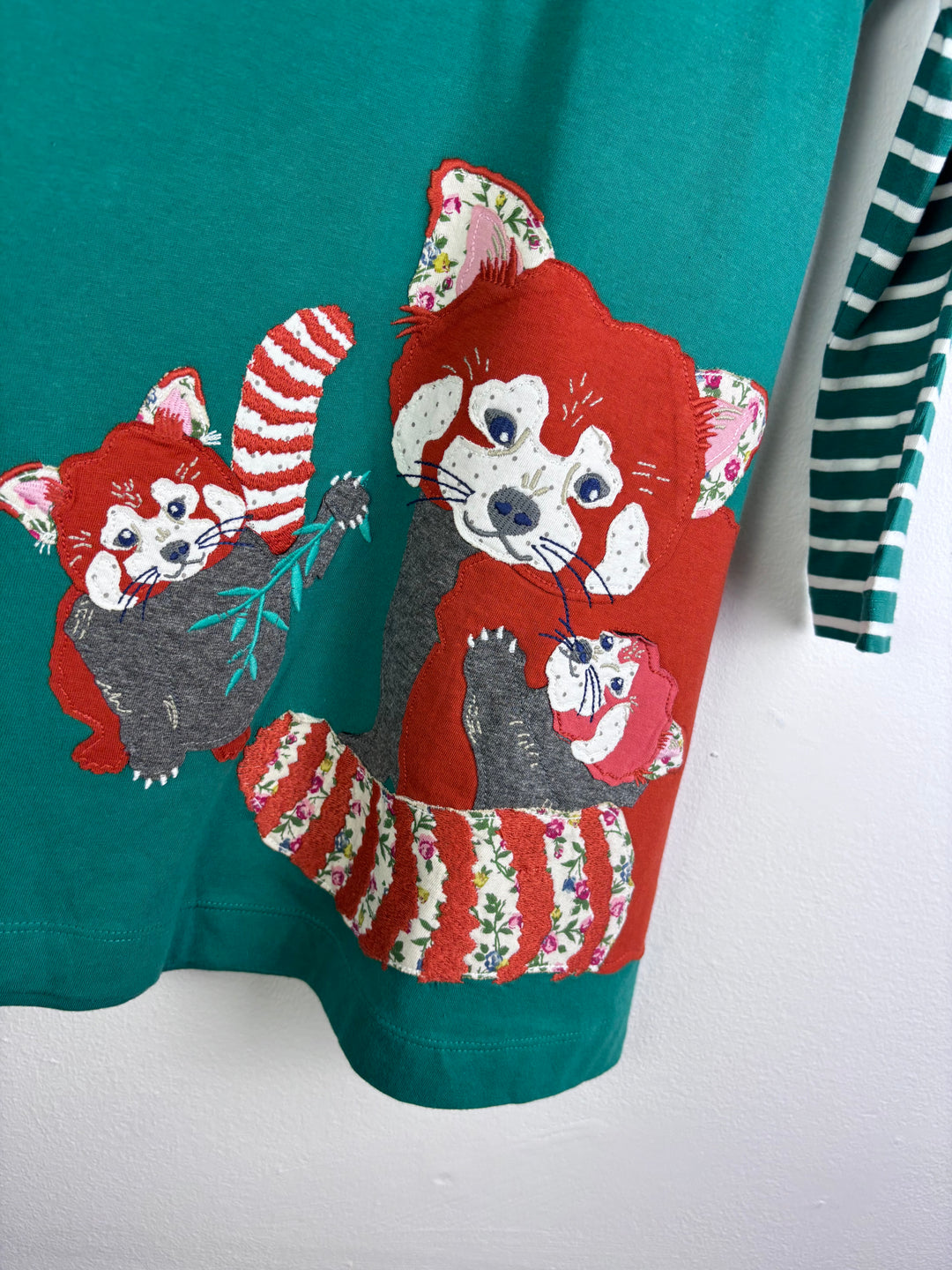 Boden Green Long Sleeve Dress With Red Panda Applique Various Sizes-Dresses-Second Snuggle Preloved