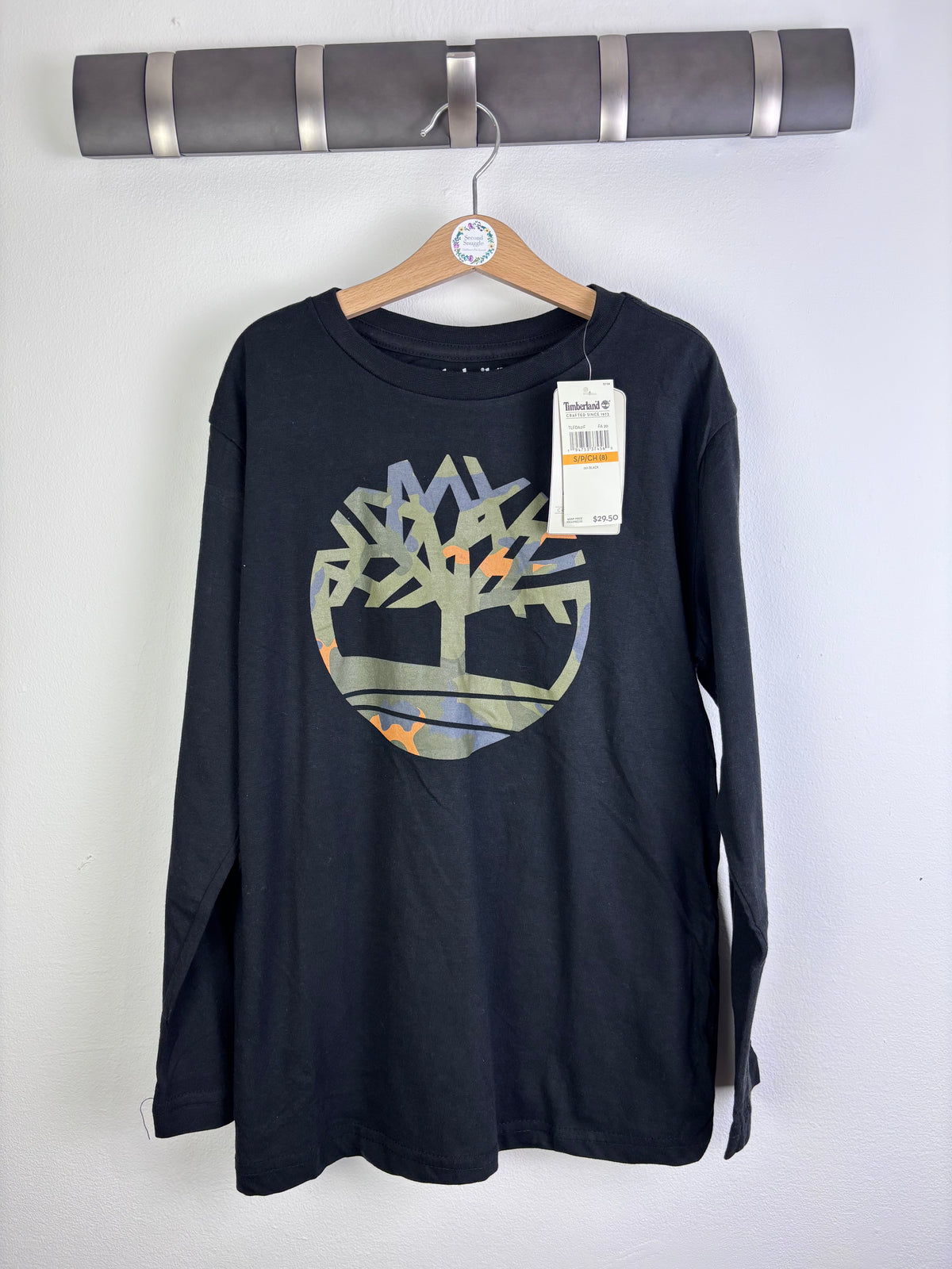 Timberland Black Long Sleeve T Shirt With Logo Print-Tops-Second Snuggle Preloved