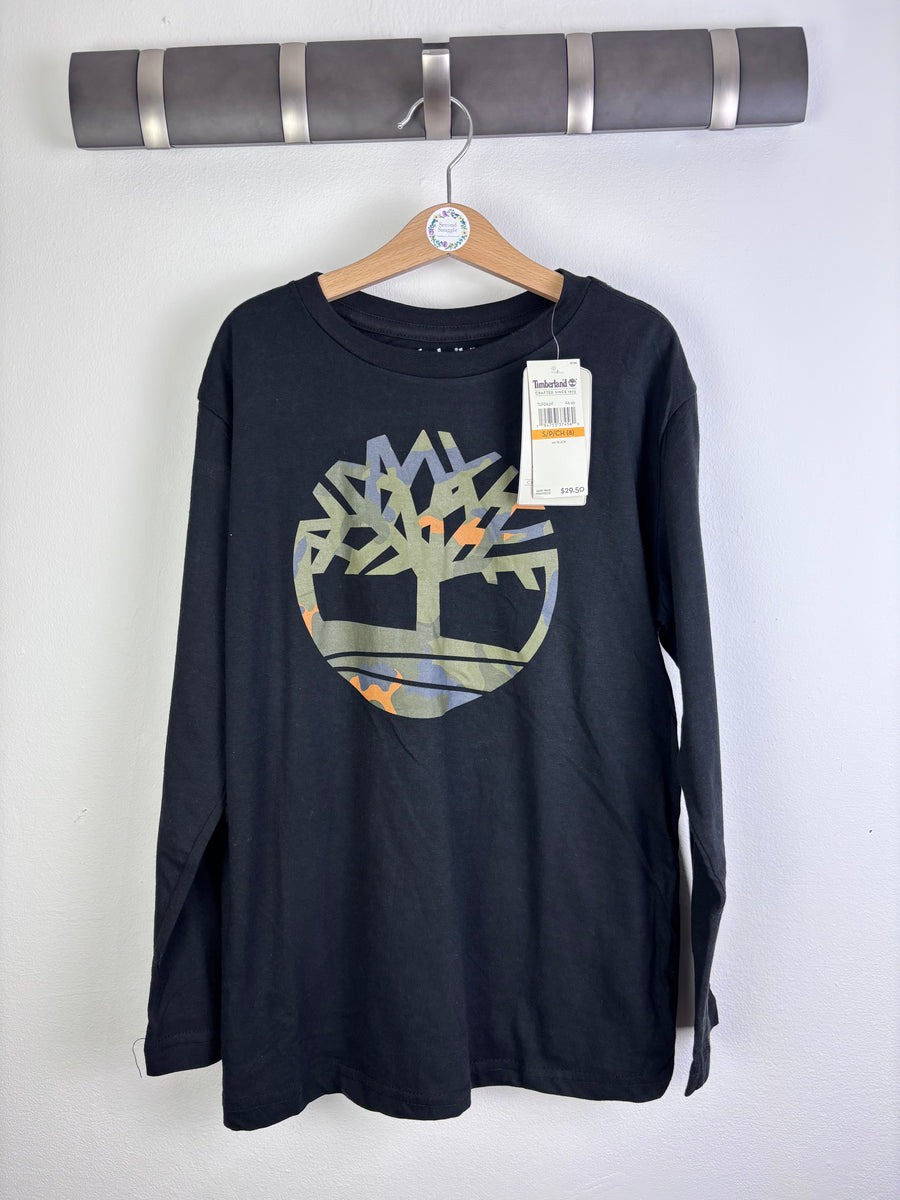 Timberland Black Long Sleeve T Shirt With Logo Print Various Sizes-Tops-Second Snuggle Preloved