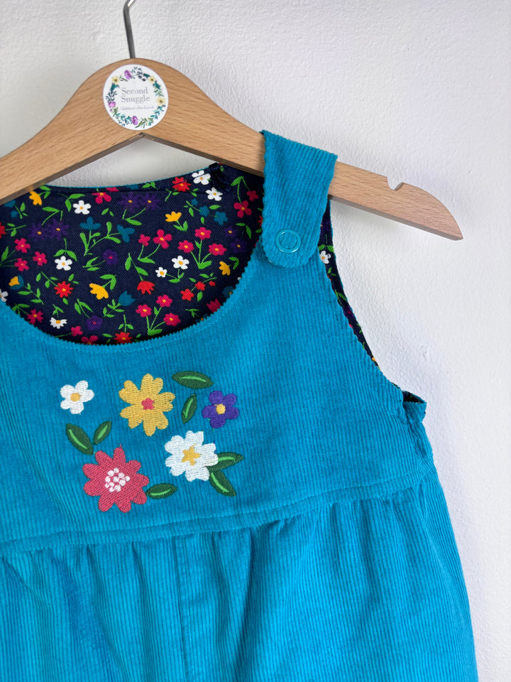 Frugi Reversible Cord Dungarees Blue Floral 2-3 Years-Dungarees-Second Snuggle Preloved