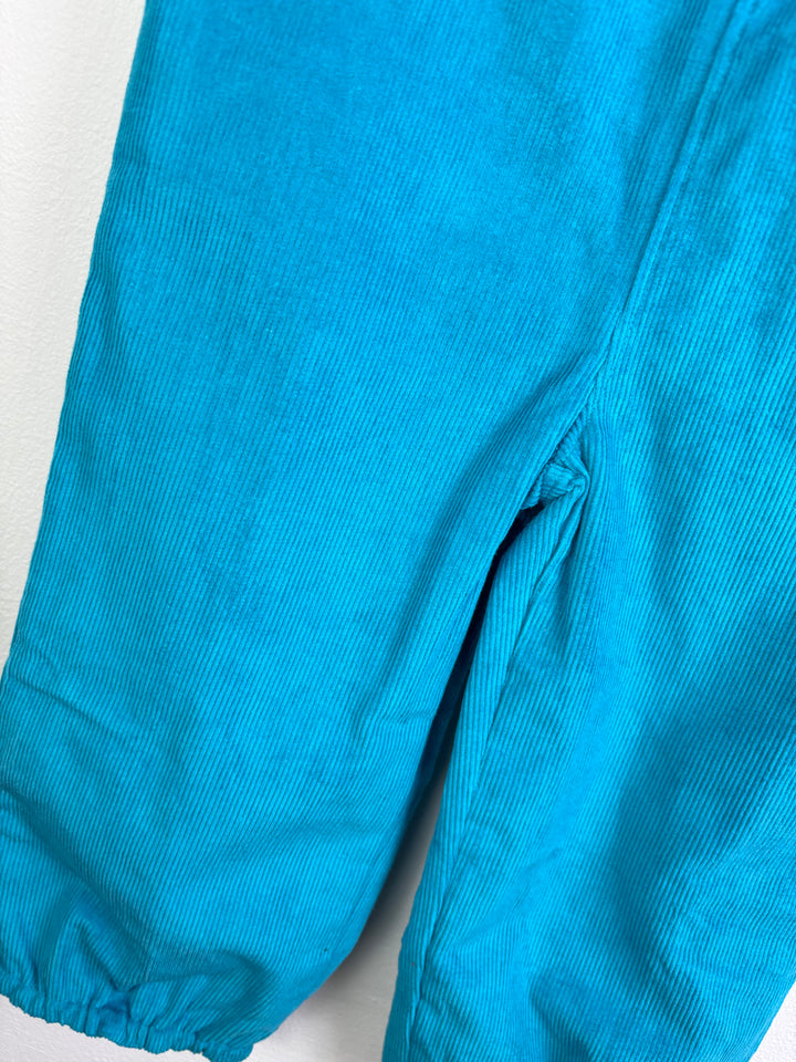 Frugi Reversible Cord Dungarees Blue Floral 2-3 Years-Dungarees-Second Snuggle Preloved