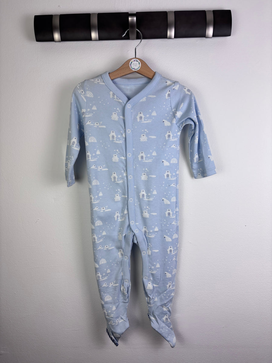 Mothercare Blue Polar Bear Sleepsuit 9–12 Months-Sleepsuits-Second Snuggle Preloved