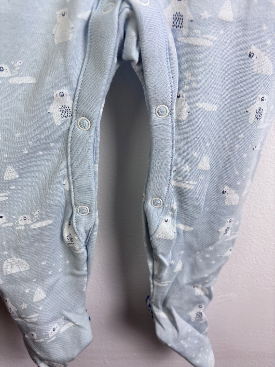 Mothercare Blue Polar Bear Sleepsuit 9–12 Months-Sleepsuits-Second Snuggle Preloved