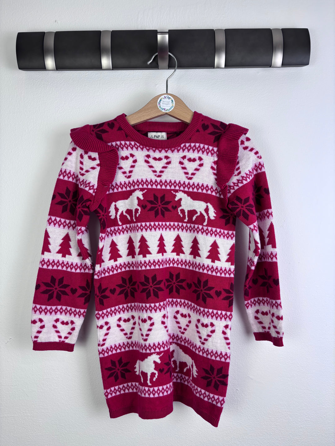 Fred & Flo Festive Knit Unicorn Dress 3–4 Years-Dresses-Second Snuggle Preloved