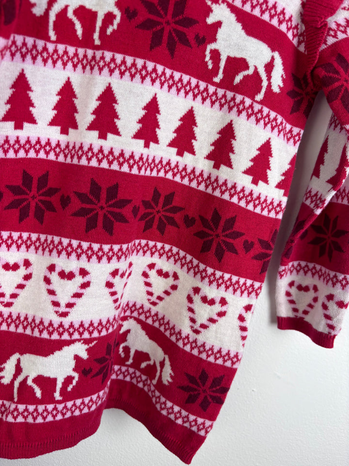 Fred & Flo Festive Knit Unicorn Dress 3–4 Years-Dresses-Second Snuggle Preloved