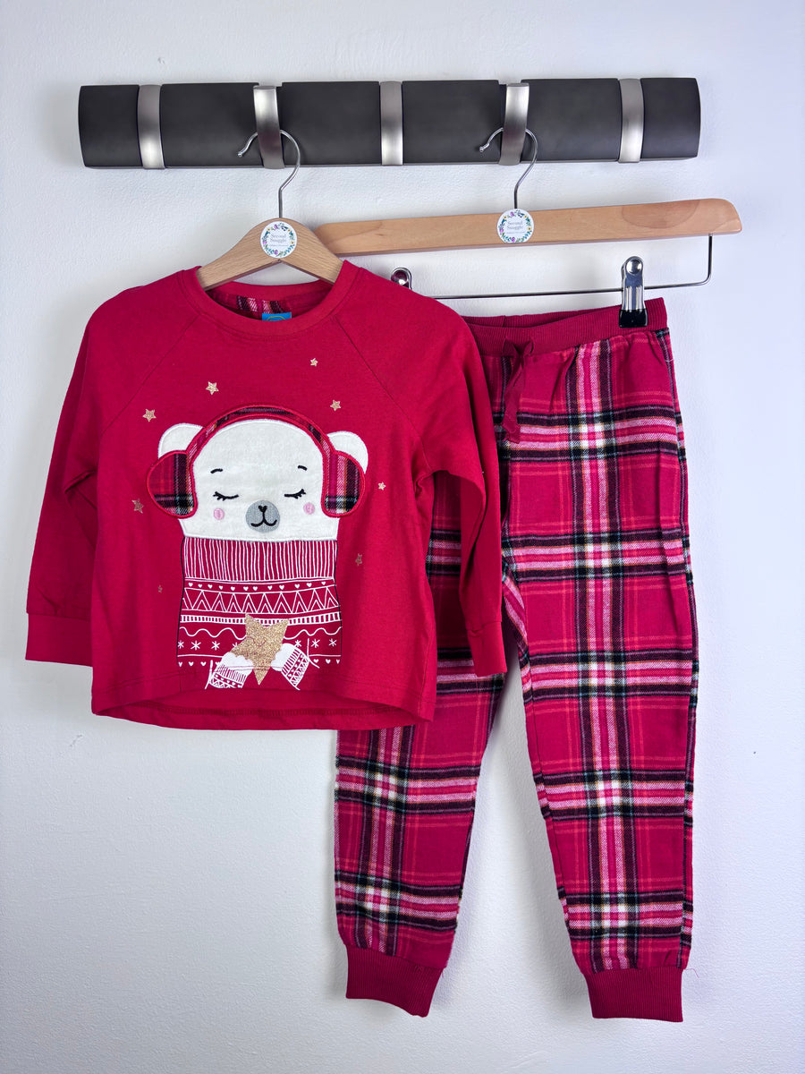 Little Kids Christmas Bear Pyjama Set 3–4 Years-Night Wear-Second Snuggle Preloved