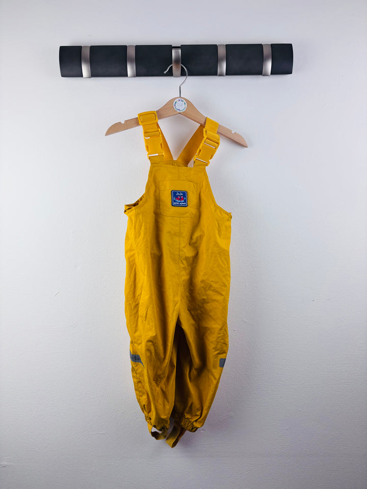 JoJo Maman Bébé Yellow Waterproof Dungarees 12-18 Months-Coats-Second Snuggle Preloved