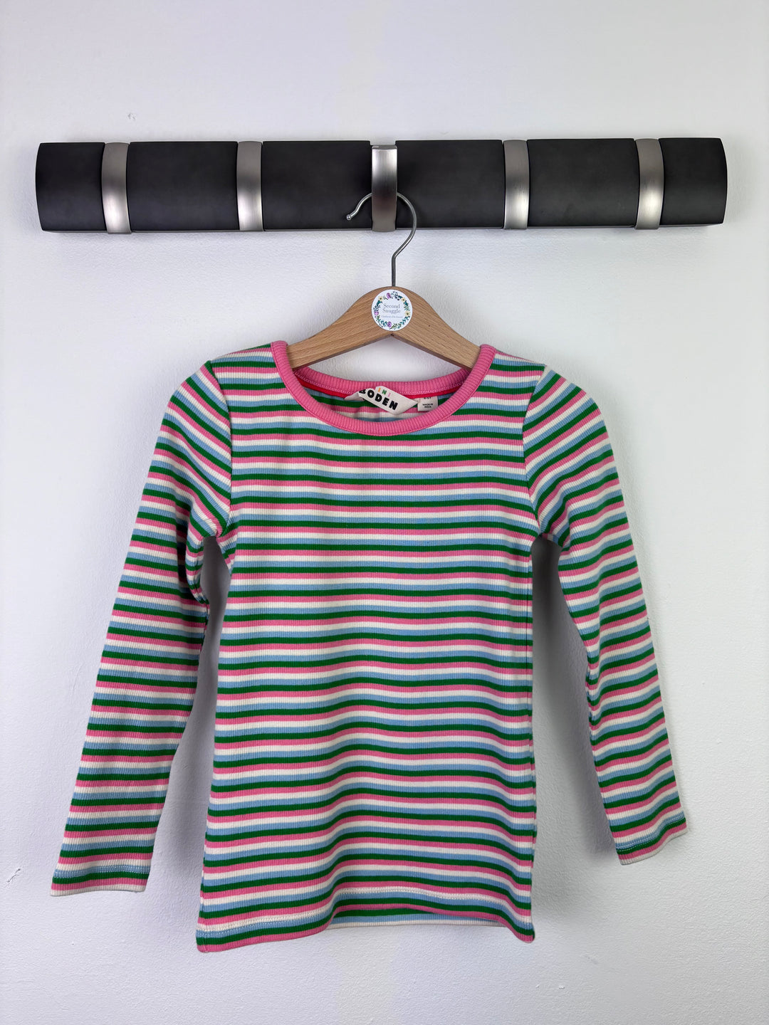 Mini Boden Pink Green And White Stripe Long Sleeve Top Various Sizes-Tops-Second Snuggle Preloved