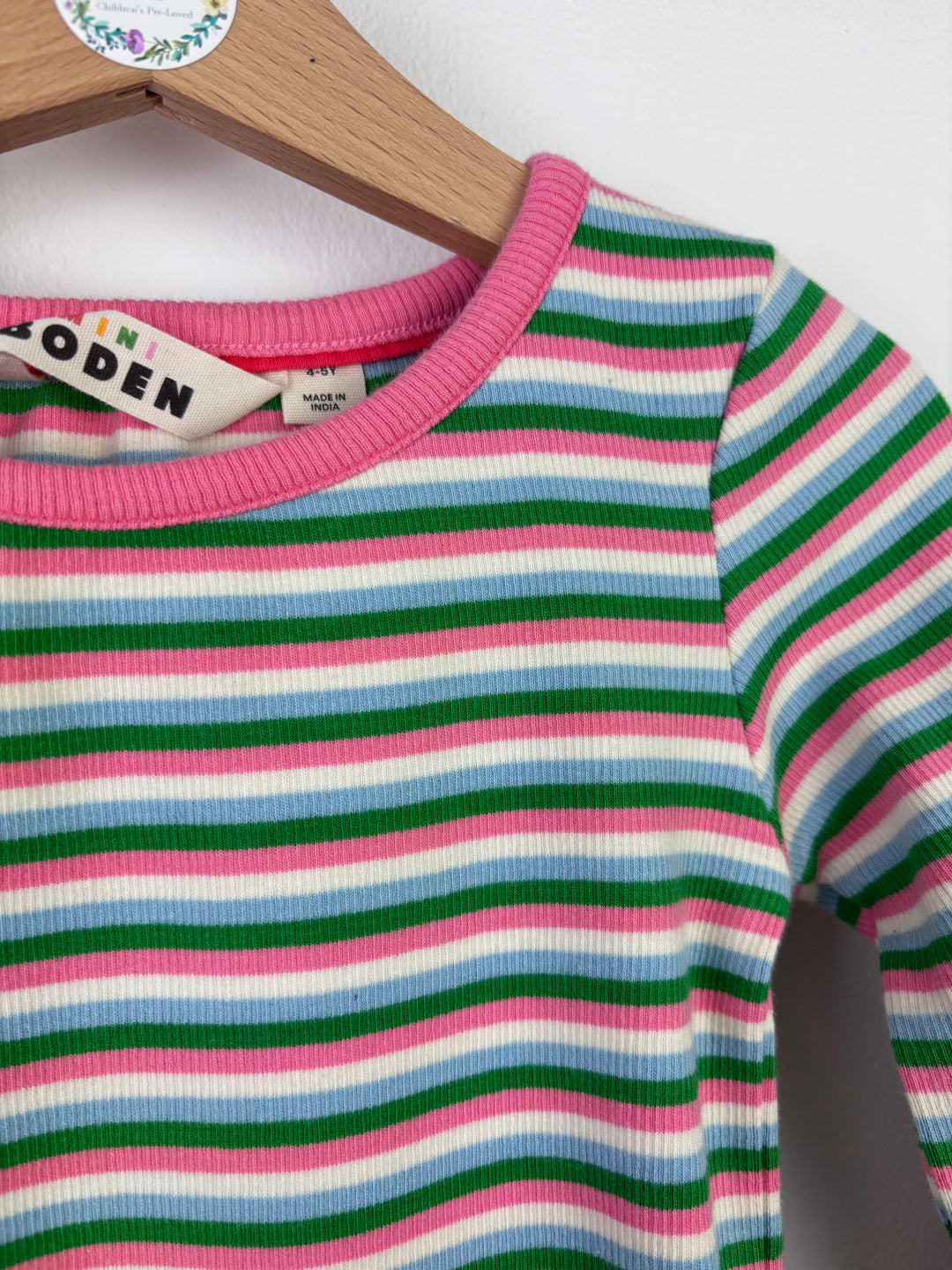 Mini Boden Pink Green And White Stripe Long Sleeve Top Various Sizes-Tops-Second Snuggle Preloved