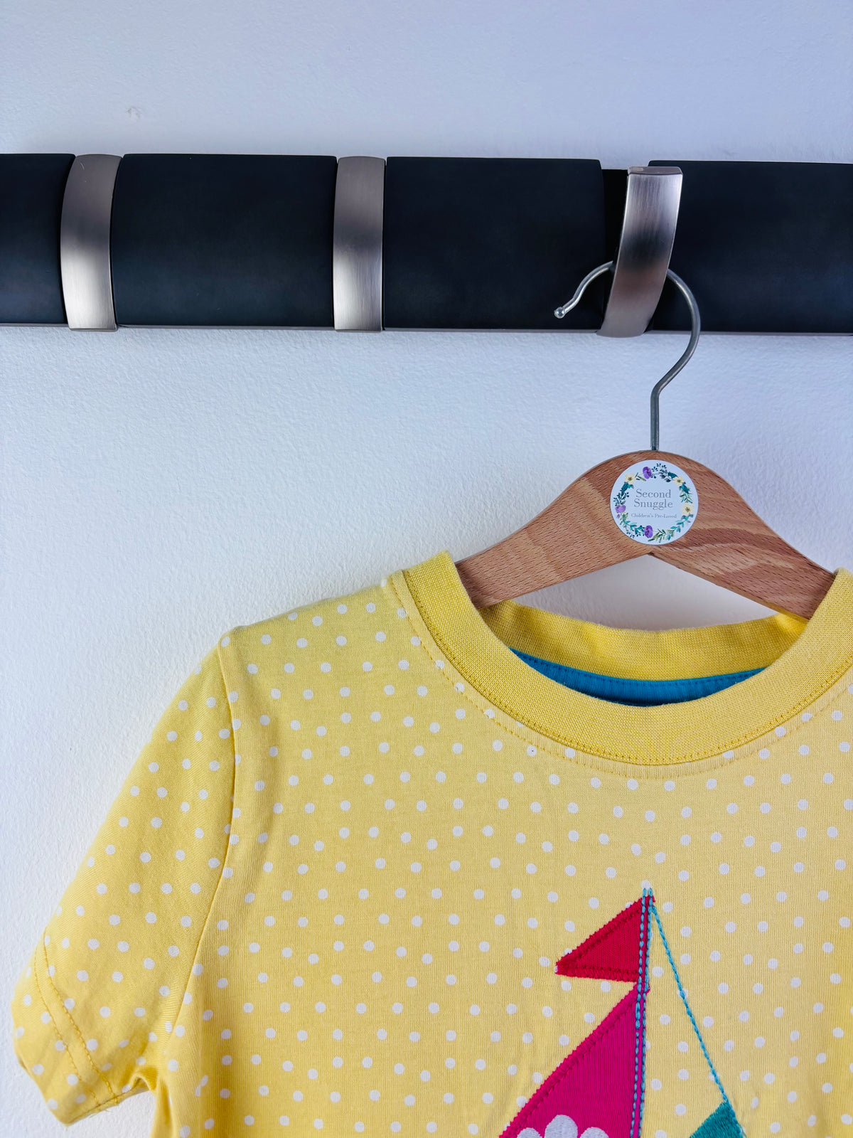 Frugi Yellow Spot Sailboat T-Shirt 5-6 Years-Tops-Second Snuggle Preloved