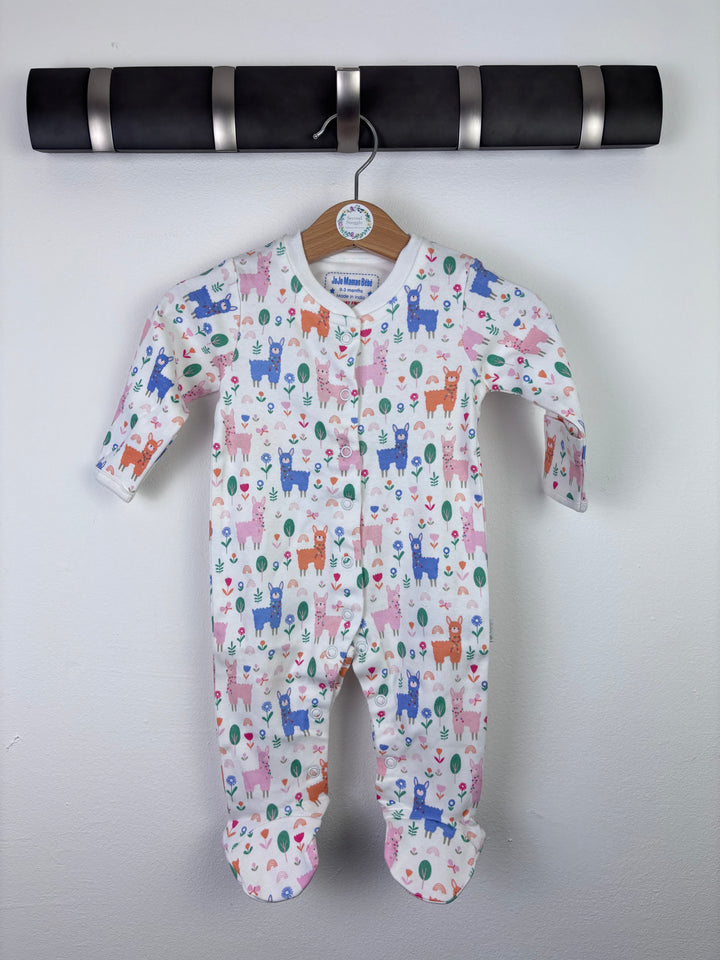 JoJo Maman Bebe Llama Print Footed Sleepsuit 0-3 Months-Sleepsuits-Second Snuggle Preloved