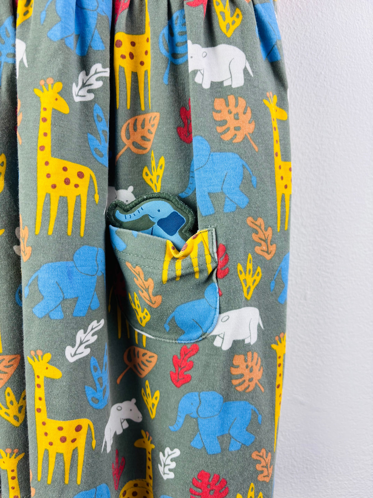 JoJo Maman Bebe Yellow Stripe Animal Dress 3-4 Years-Dresses-Second Snuggle Preloved