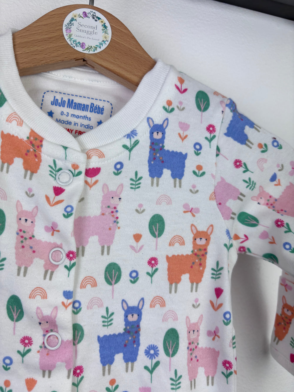 JoJo Maman Bebe Llama Print Footed Sleepsuit 0-3 Months-Sleepsuits-Second Snuggle Preloved
