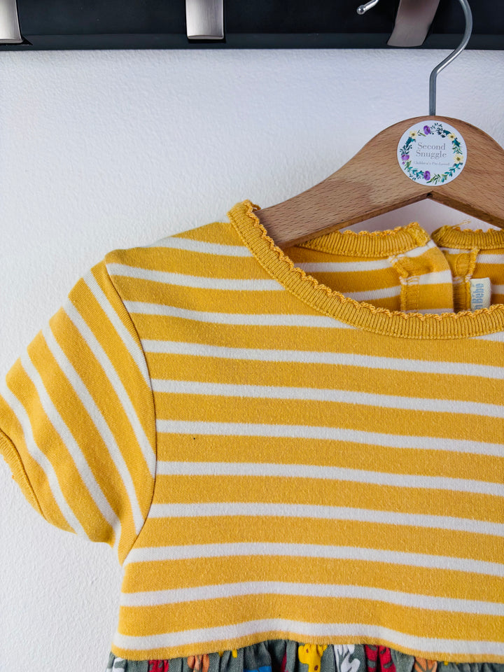 JoJo Maman Bebe Yellow Stripe Animal Dress 3-4 Years-Dresses-Second Snuggle Preloved