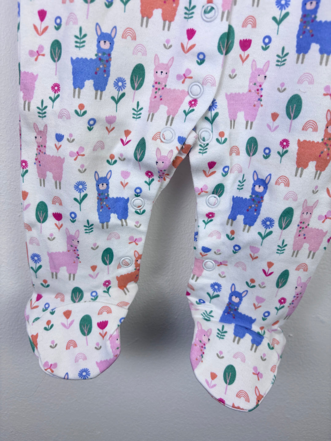 JoJo Maman Bebe Llama Print Footed Sleepsuit 0-3 Months-Sleepsuits-Second Snuggle Preloved