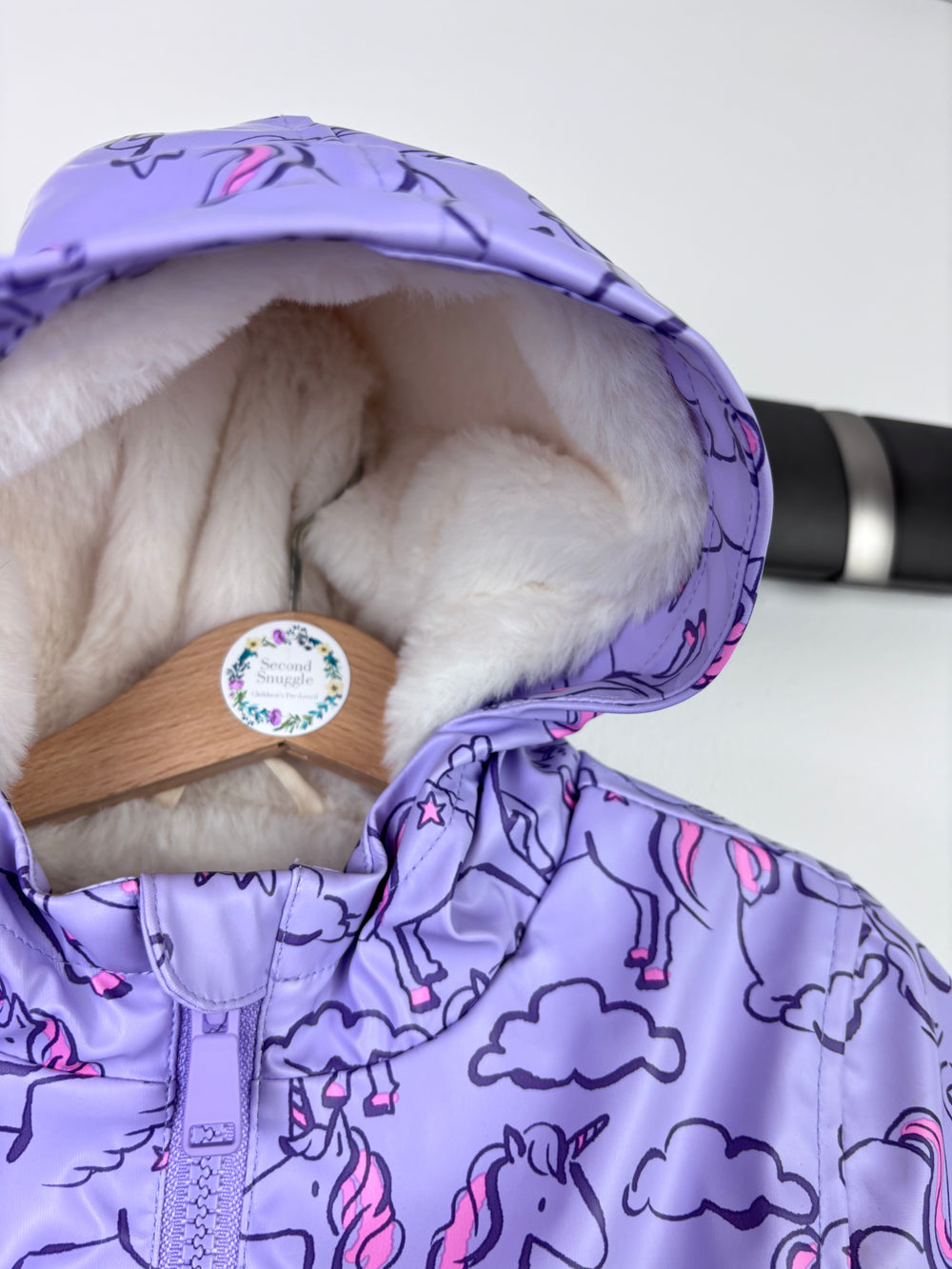 Marks And Spencer Purple Unicorn Hooded Coat 2-3 Years-Coats-Second Snuggle Preloved