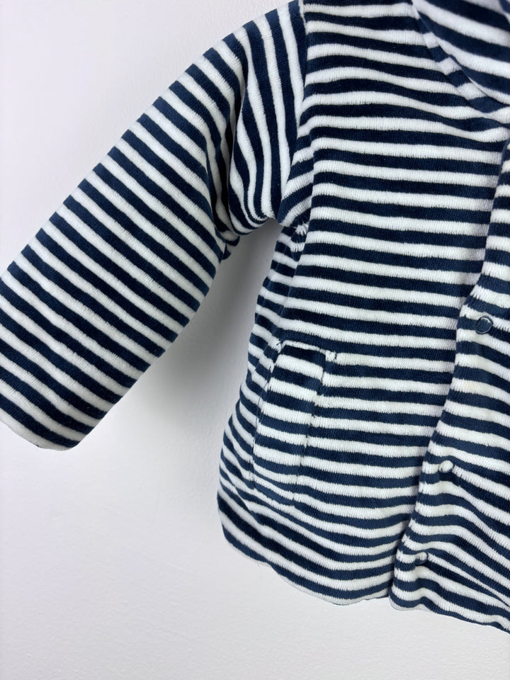 Marks And Spencer Navy And White Stripe Hooded Jacket 6-9 Months-Jackets-Second Snuggle Preloved