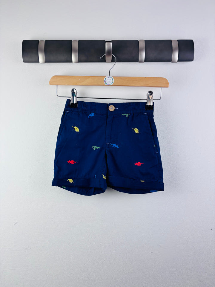 Boden Navy Dinosaur Embroidered Shorts 4 Years-Shorts-Second Snuggle Preloved