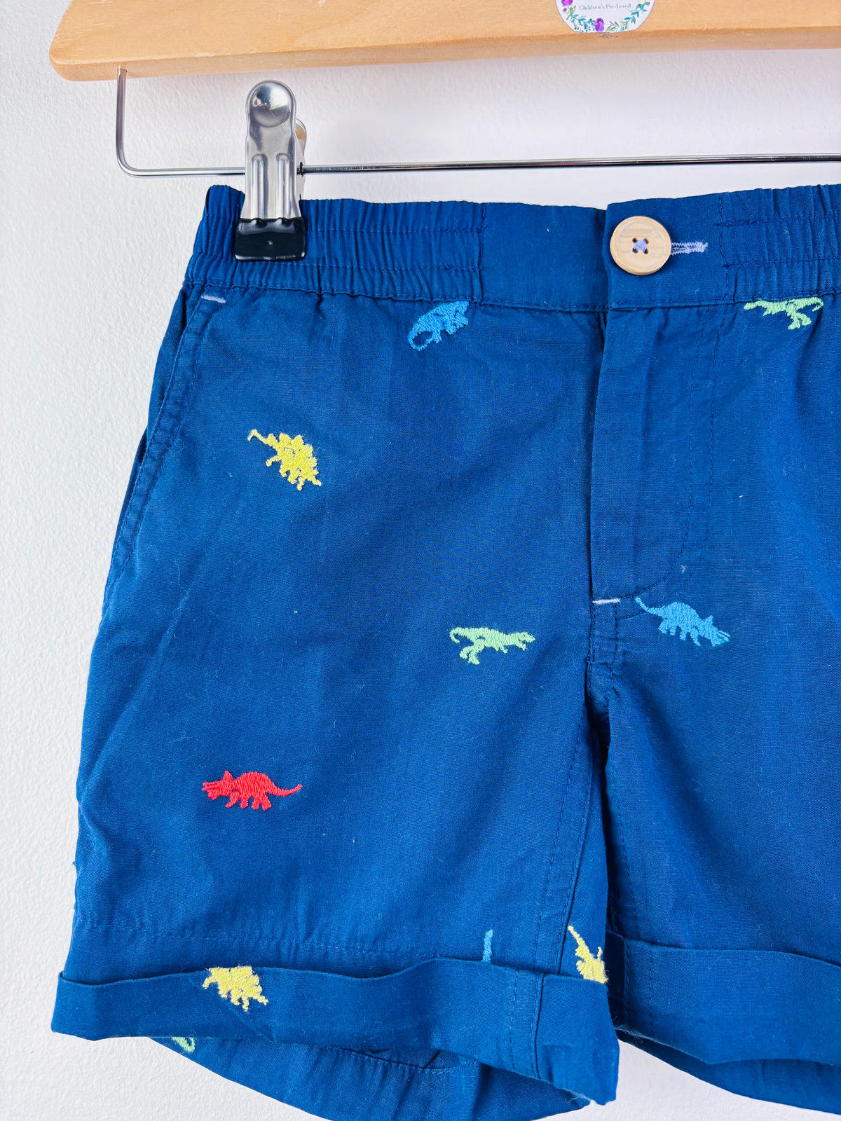 Boden Navy Dinosaur Embroidered Shorts 4 Years-Shorts-Second Snuggle Preloved