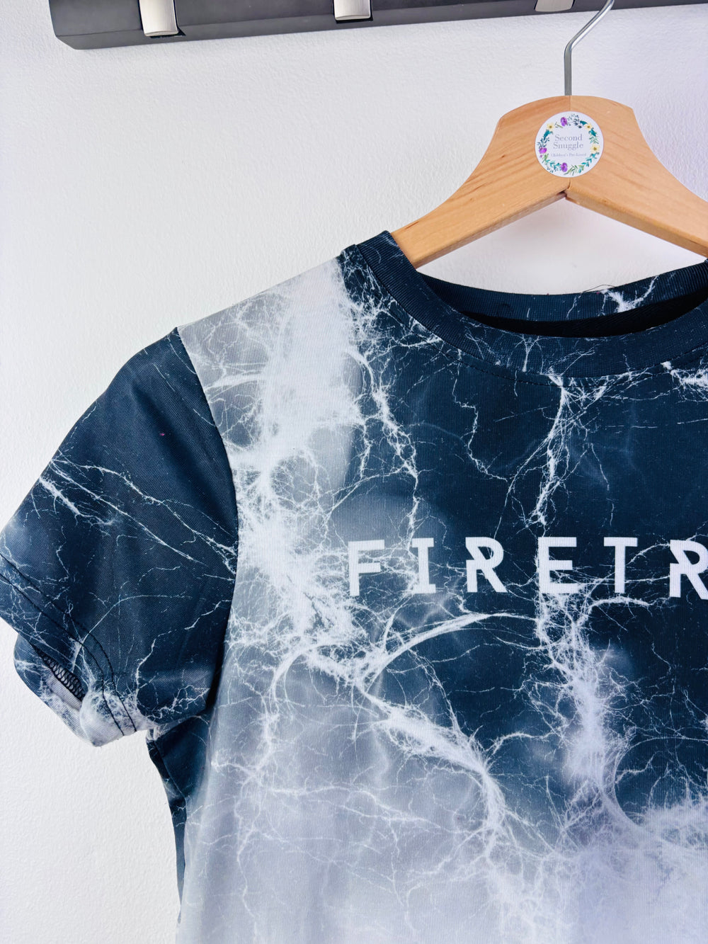Firetrap Black Marble Logo T-Shirt 11-12 Years-Tops-Second Snuggle Preloved