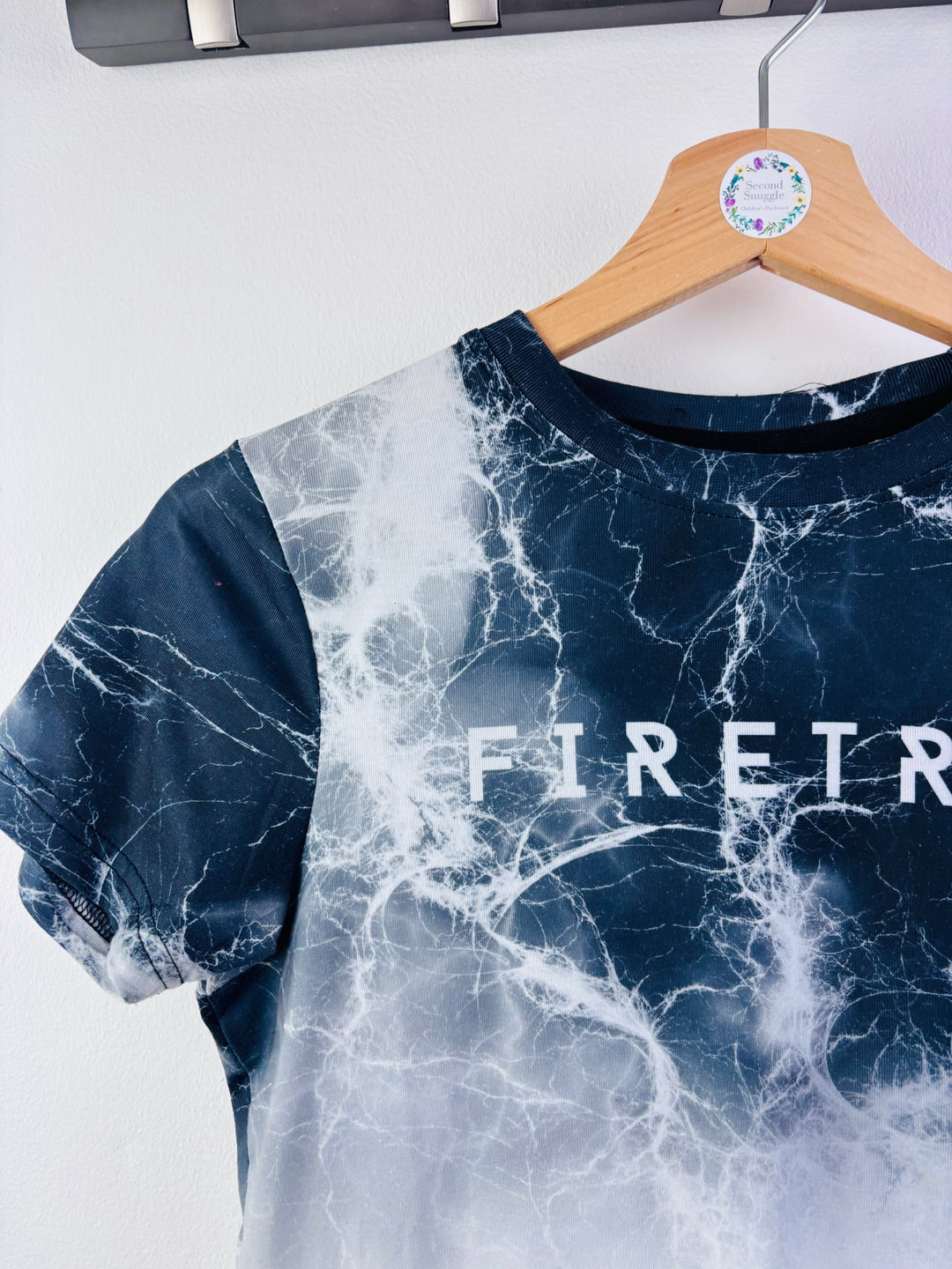 Firetrap Black Marble Logo T-Shirt 11-12 Years-Tops-Second Snuggle Preloved