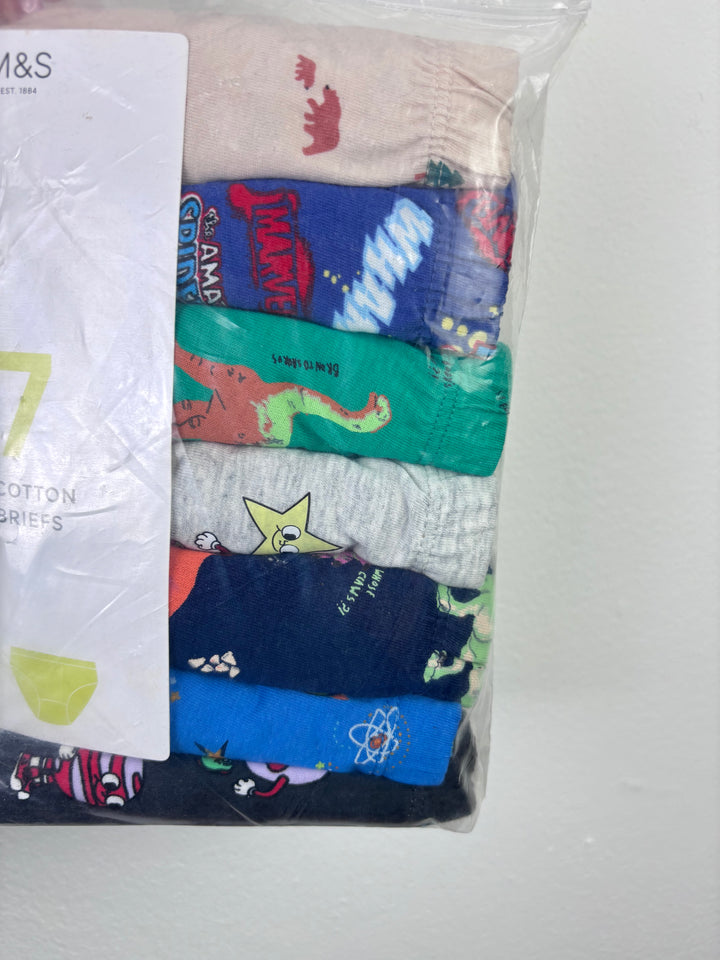 M&S 7 Pack Cotton Briefs 6-7 Years-Underwear-Second Snuggle Preloved