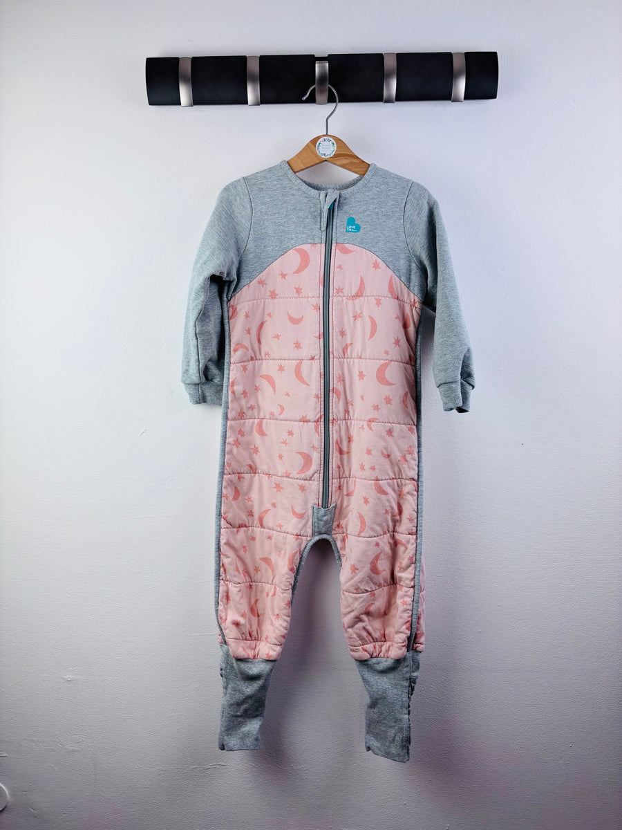 Love To Dream Grey Pink Sleep Suit 3 Years-Sleeping Bags-Second Snuggle Preloved