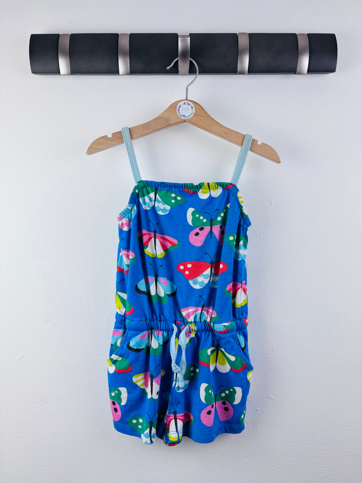 Boden Blue Butterfly Playsuit Drawstring Waist 3-4 Years-Play Suits-Second Snuggle Preloved