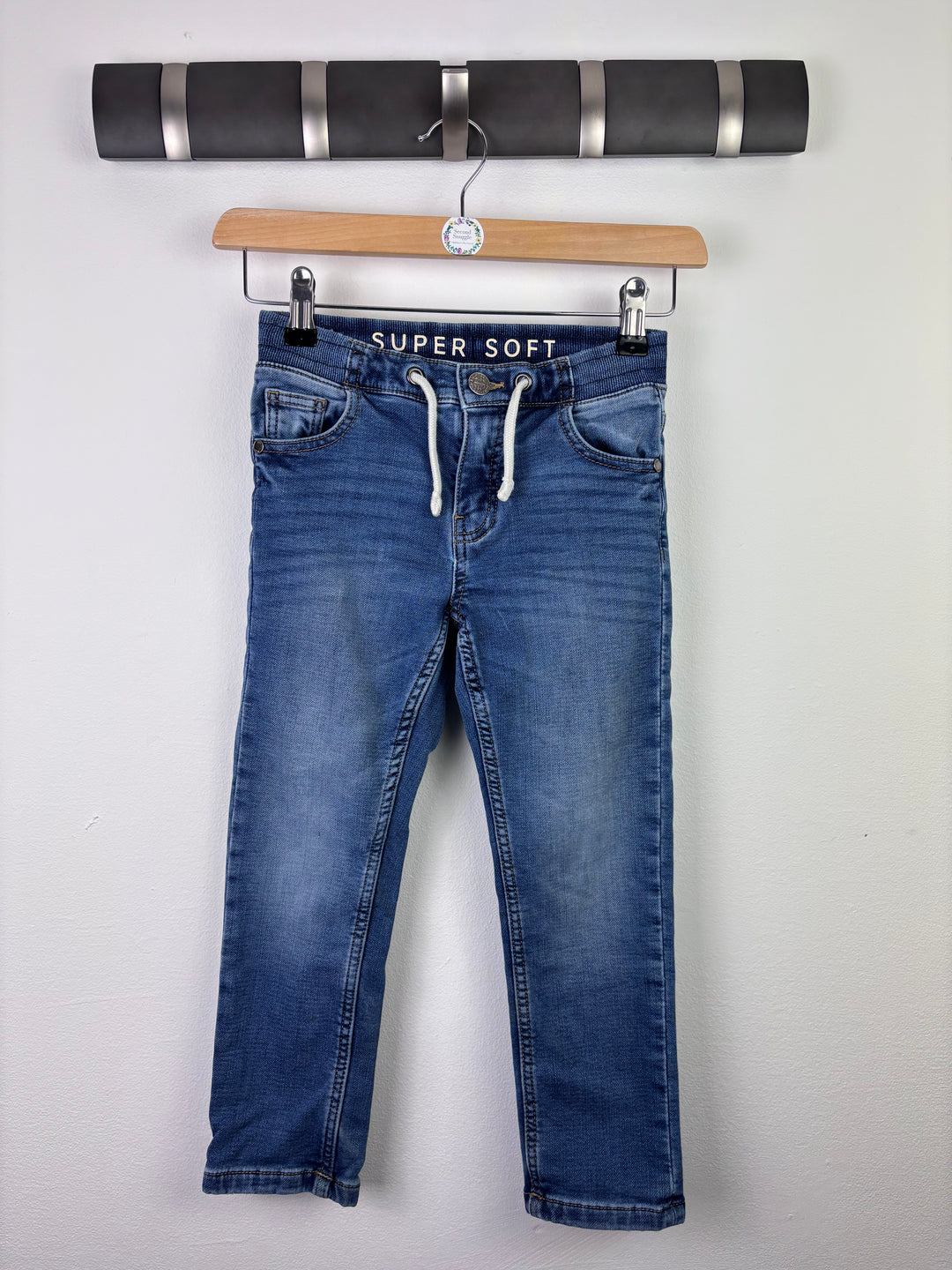 M&S Blue Soft Denim Jeans With Drawstring 5–6 Years-Trousers-Second Snuggle Preloved