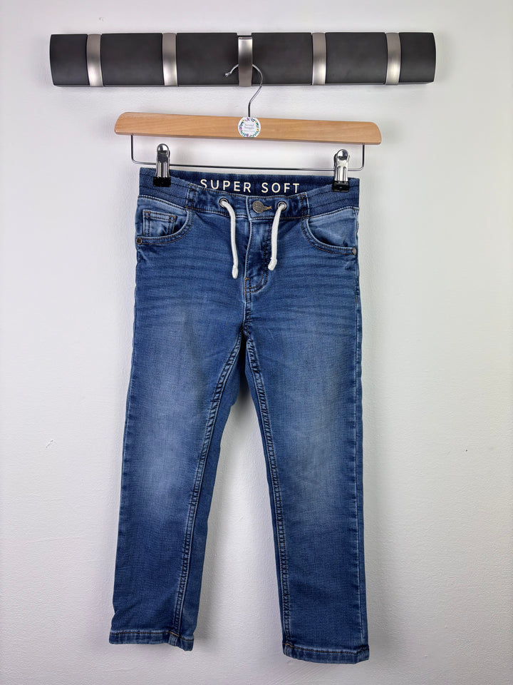 M&S Blue Soft Denim Jeans With Drawstring 5–6 Years-Trousers-Second Snuggle Preloved