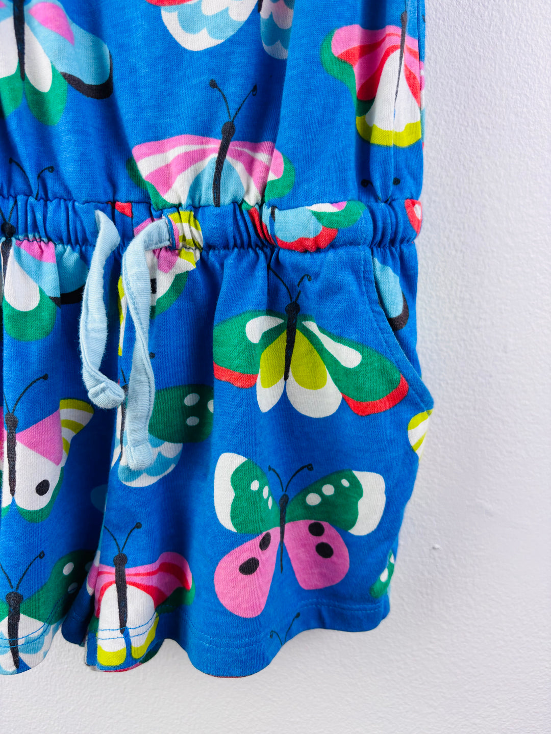 Boden Blue Butterfly Playsuit Drawstring Waist 3-4 Years-Play Suits-Second Snuggle Preloved