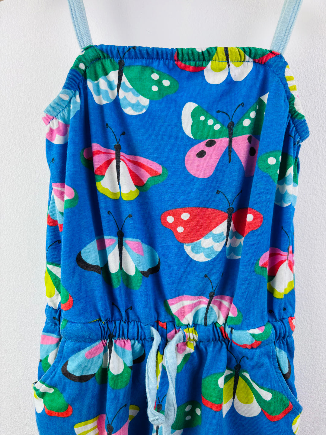 Boden Blue Butterfly Playsuit Drawstring Waist 3-4 Years-Play Suits-Second Snuggle Preloved